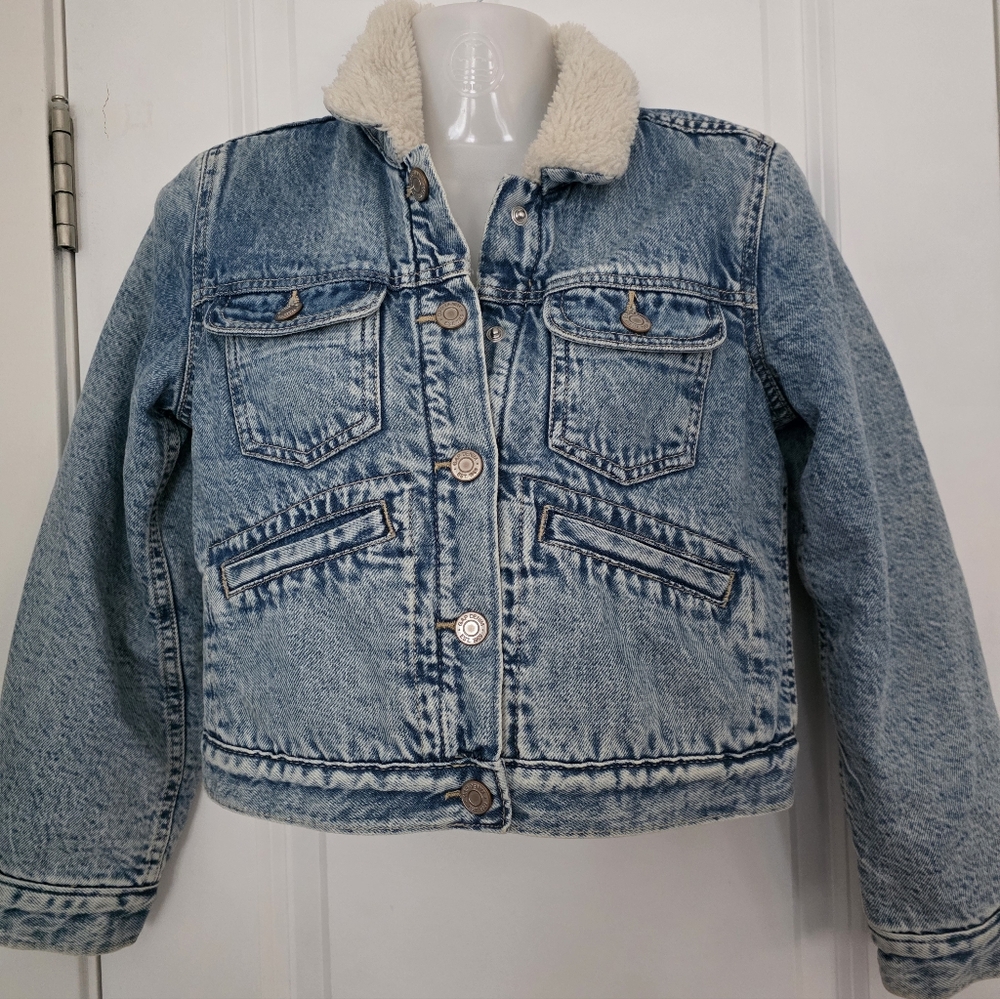 GAP Blue Denim Kids Jacket with Sherpa Lining.